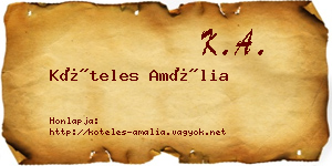 Köteles Amália névjegykártya